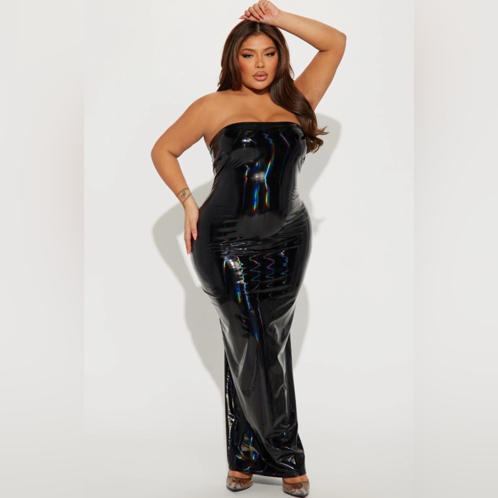 Holographic Latex Maxi Dress